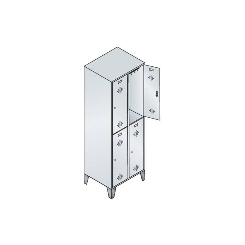 CP Šatní skříňka dvojitá s nožičkami Classic 1850x610x500, 2x2 oddělení 7035/7035 • Vtools.cz