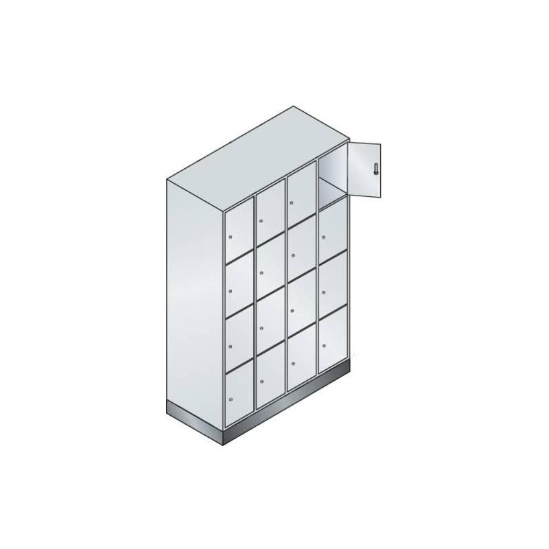C+P skříňka FB 300 mm s podstavcem V1800xŠ1190 mm, RAL 7035/5012, 4x4 přihrádky • Vtools.cz
