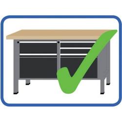 Pracovní stůl ANKE model 59 - 1500 mm 2 závěsné zásuvky, 1 police, D 400 mm • Vtools.cz