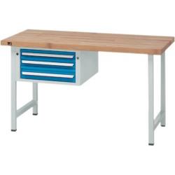 Stůl pracovní kombinovaný Format šedomodrý 1500x700x40 mm 3zásuvky • Vtools.cz