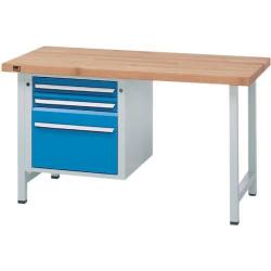 Stůl pracovní kombinovaný Format ANKE model 702 V - 1500 mm3 zásuvky 2x90,1x360 mm, RAL 7035/5012 • Vtools.cz