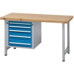 Stůl pracovní kombinovaný Format šedomodrý 1500x700x40 mm 5zásuvek závěsných • Vtools.cz