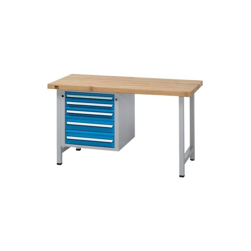 Stůl pracovní kombinovaný Format šedomodrý 1500x700x40 mm 5zásuvek závěsných • Vtools.cz