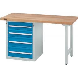 Stůl pracovní kombinovaný Format šedomodrý 2000x700x40 mm 4zásuvky • Vtools.cz