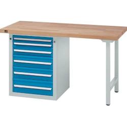 Stůl pracovní kombinovaný Format šedomodrý 1500x700x40 mm 5zásuvek • Vtools.cz