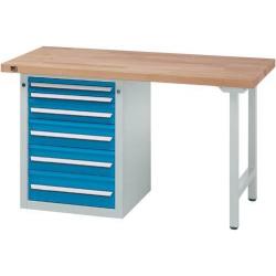 Stůl pracovní kombinovaný Format šedomodrý 2000x700x40 mm 6zásuvek • Vtools.cz