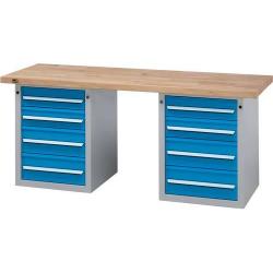 Stůl pracovní kombinovaný Format šedomodrý 2000x700x40 mm 8zásuvek • Vtools.cz