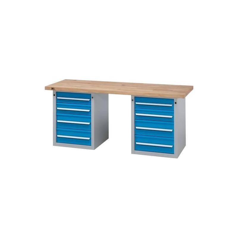 Stůl pracovní kombinovaný Format šedomodrý 2000x700x40 mm 8zásuvek • Vtools.cz