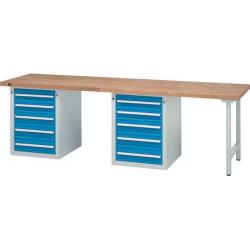 Stůl pracovní kombinovaný Format šedomodrý 2800x700x40 mm 10zásuvek • Vtools.cz