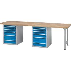 Stůl pracovní kombinovaný Format šedomodrý 2800x700x50 mm 12zásuvek • Vtools.cz