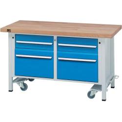 Pracovní stůl pojízdný šedý/bla 1500x700x40 mm 4zásuvky • Vtools.cz