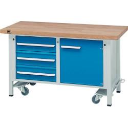 Pracovní stůl pojízdný šedý/bla 1500x700x40 mm 1dveře/3zásuvky • Vtools.cz