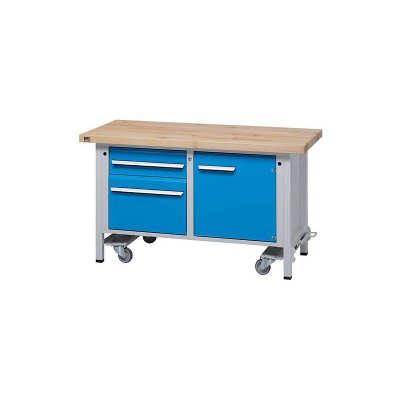 Pracovní stůl pojízdný šedý/bla 1500x700x40 mm 2dveře/1zásuvka • Vtools.cz