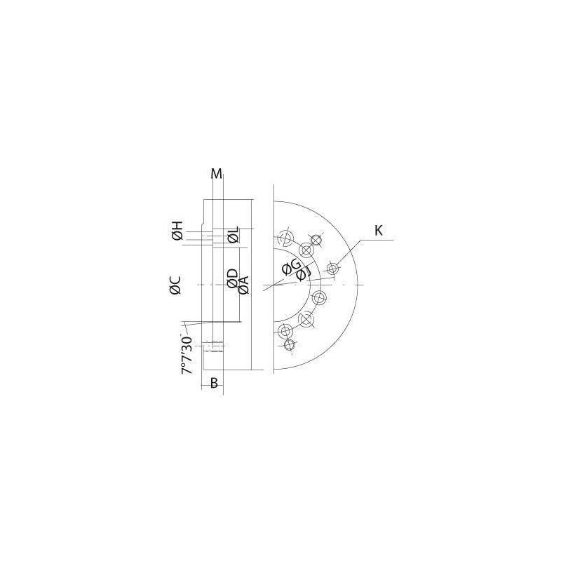 Ocelová příruba DIN55026/21 170 mm 3B KK6 Kitagawa • Vtools.cz