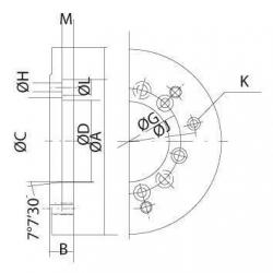 Ocelová příruba DIN55026/21 220 mm 3B KK6 Kitagawa • Vtools.cz