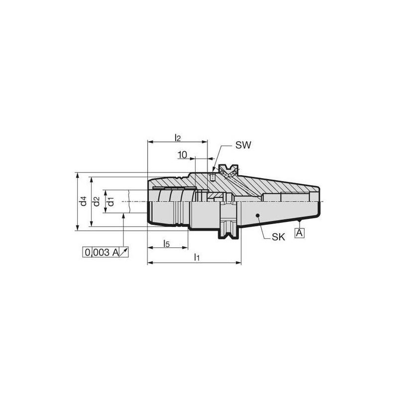 Gühring upínač hydraulický DIN69871ADB SK40, 16x80,5 mm • Vtools.cz