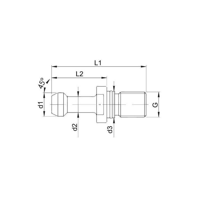 Vtahovací / upínací / koncový šroub Hurco/HAAS SK40 45 stupňů Format • Vtools.cz
