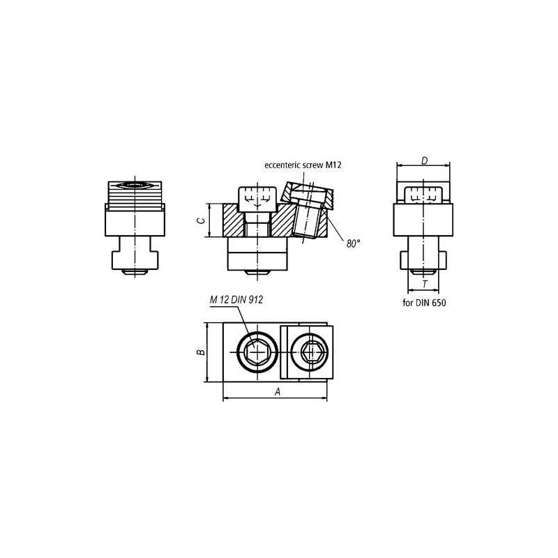 Excentrická upínací svorka s drážkovým T-kamenem 16 IBT • Vtools.cz