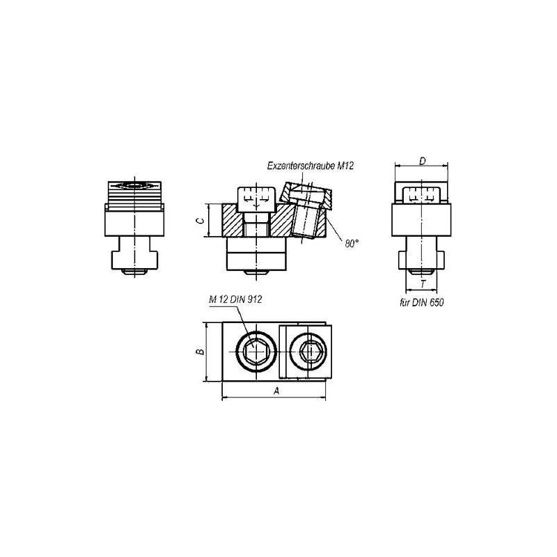 Excentrická upínací svorka s drážkovým T-kamenem 18 IBT • Vtools.cz