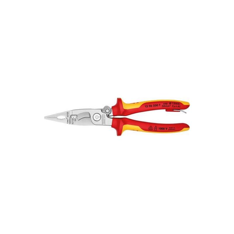 KNIPEX Elektromontážní kleště s upevňovacím okem 13 96 200 T • Vtools.cz