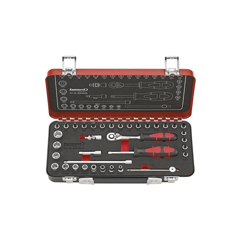 Sada nástrčných hlavic 1/4" 36 ks, v kovovém kufříku • Vtools.cz