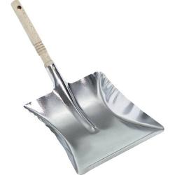 Kovová pozinkovaná lopatka na odpadky s dřevěnou rukojetí • Vtools.cz