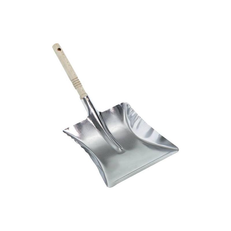 Kovová pozinkovaná lopatka na odpadky s dřevěnou rukojetí • Vtools.cz