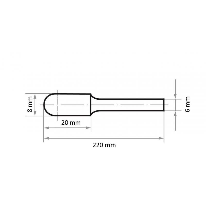 Fréza LUKAS HFC válcový tvar pro ocel 8x20 mm stopka 6 mm • Vtools.cz