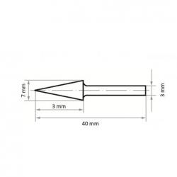 Fréza LUKAS HFM špičatý kuželový tvar pro ocel 3x7 mm stopka 3 mm • Vtools.cz