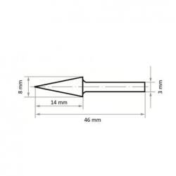 Minifréza LUKAS HSS MF se špičatým kuželem pro nerezovou ocel/ocel 8x14 mm stopka 3 mm • Vtools.cz