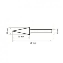 Fréza LUKAS HSS MFM se špičatým kuželem pro nerezovou ocel/ocel 12x30 mm stopka 6 mm • Vtools.cz