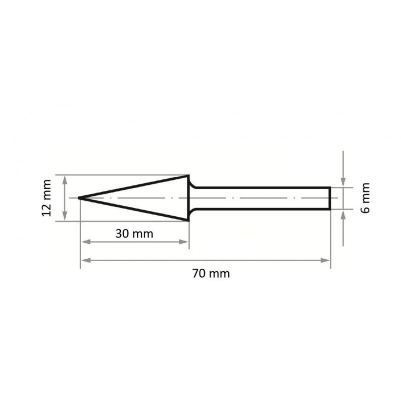 Fréza LUKAS HSS MFM se špičatým kuželem pro nerezovou ocel/ocel 12x30 mm stopka 6 mm • Vtools.cz
