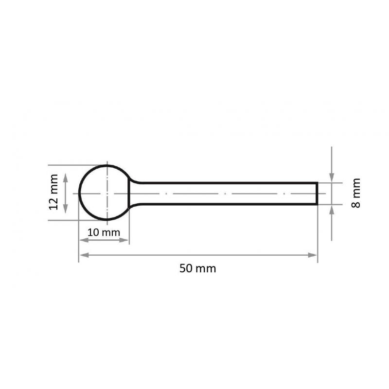Fréza LUKAS HFD kulový tvar pro ocel 12x10 mm stopka 8 mm • Vtools.cz