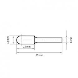 HSS fréza MFC válcová kulatá pro plasty/dřevo/pryž 12x25 mm stopka 6 mm • Vtools.cz