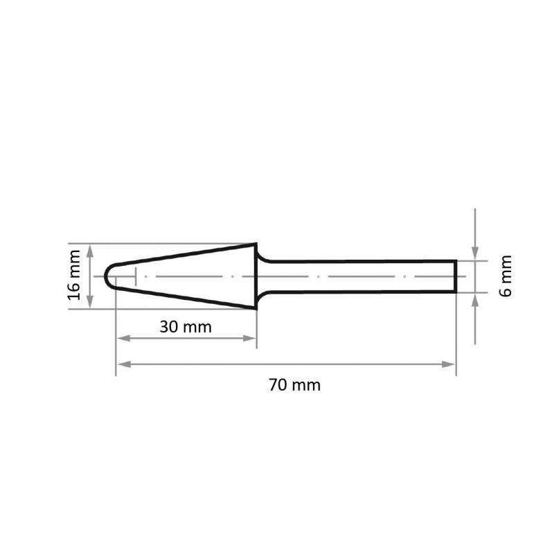 HFL kuželová fréza kruhová pro ocel 16x30 mm stopka 6 mm • Vtools.cz