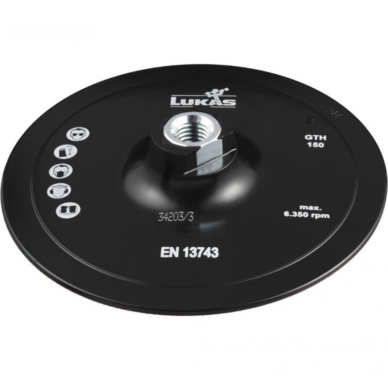 Držák nástrojů LUKAS GTHx pro brusné listy na suchý zip Ø 150 mm se závitem M14 • Vtools.cz