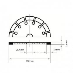 Diamantový řezný kotouč LD3 S10 na kámen/beton/asfalt Ø 350 mm Benzínový řezací stroj • Vtools.cz