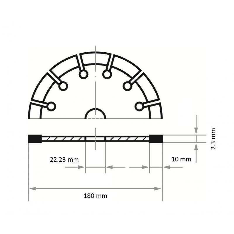 Diamantový řezný kotouč LD3 S10 na kámen/beton/asfalt Ø 180 mm pro úhlovou brusku • Vtools.cz