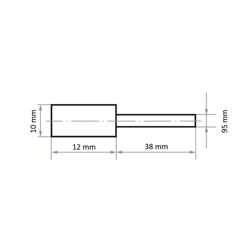 Leštící tělísko P3ZY válcovitého tvaru 10x12 mm stopka 3 mm plsť pro lešticí pastu • Vtools.cz