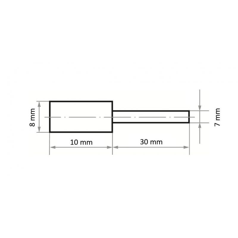 Leštící tělísko P1ZY válcového tvaru 8x10 mm stopka 3 mm • Vtools.cz