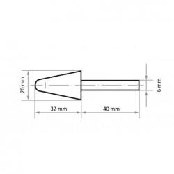 Leštící tělísko P1KE kužel 20x32 mm stopka 6 mm • Vtools.cz