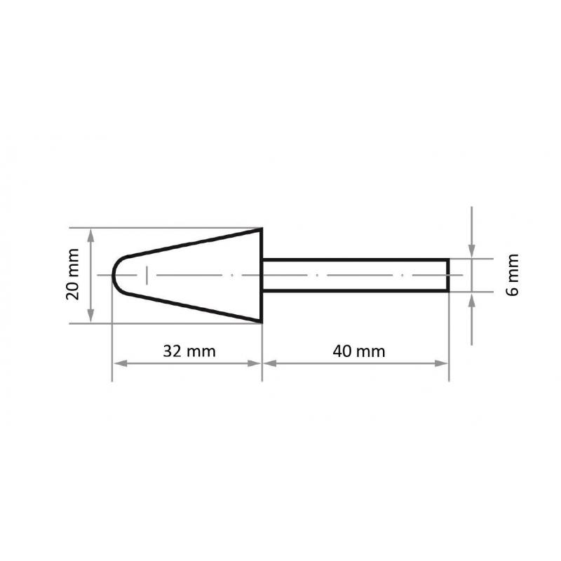Leštící tělísko P1KE kužel 20x32 mm stopka 6 mm • Vtools.cz