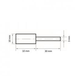 Leštící tělísko P6ZY válcový tvar střední 10x10 mm stopka 3 mm karbid křemíku zrnitost 80 • Vtools.cz