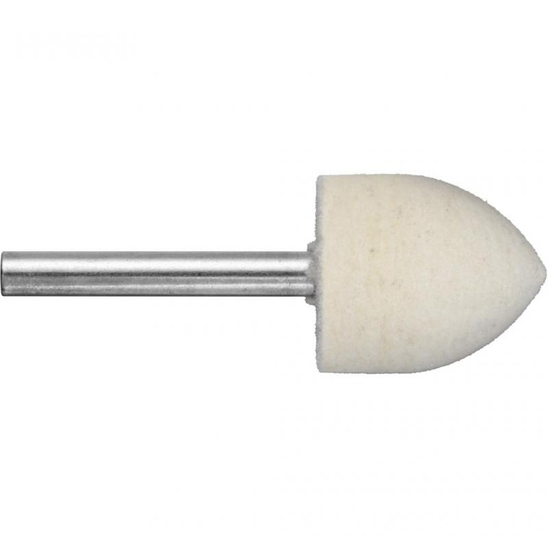 Leštící tělísko P3SP Špičatý obloukový tvar 8x10 mm Stopka 3 mm Plst na lešticí pastu • Vtools.cz