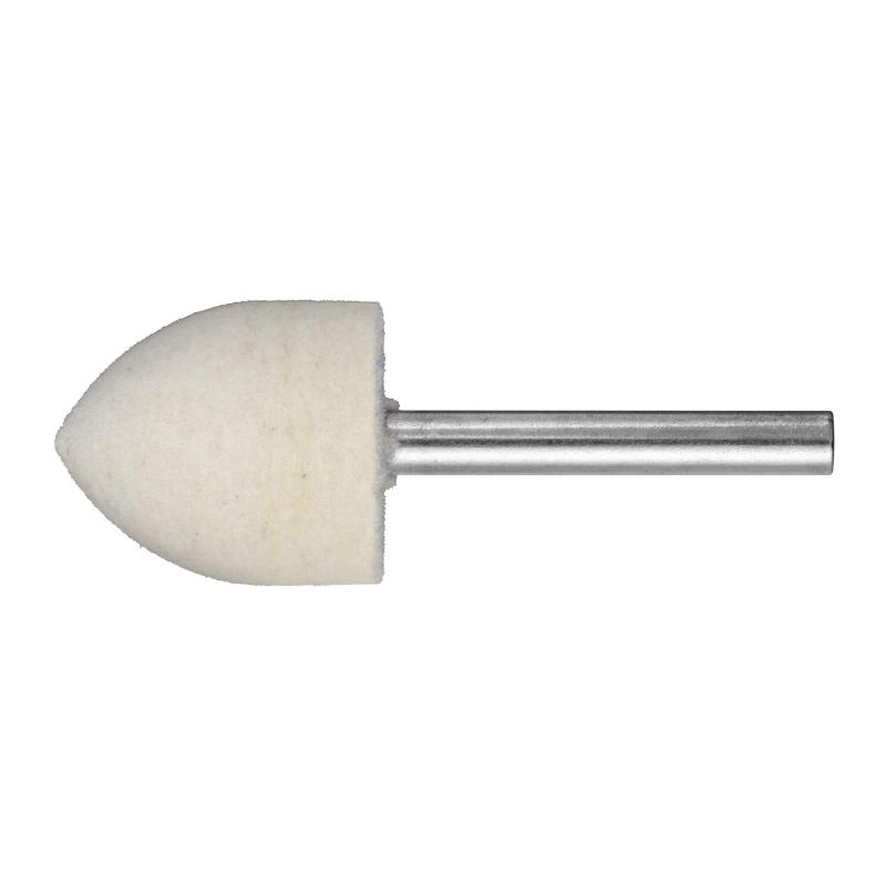 Leštící tělísko P3SP špičatý obloukový tvar 12x20 mm dřík 6 mm plsť pro lešticí pastu • Vtools.cz