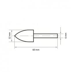 Leštící tělísko P3SP špičatý obloukový tvar 12x20 mm dřík 6 mm plsť pro lešticí pastu • Vtools.cz
