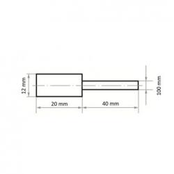 Leštící tělísko P3ZY Válcový tvar 12x20 mm Stopka 6 mm Plst na lešticí hmotu • Vtools.cz