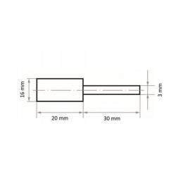 Leštící tělísko P6ZY válcového tvaru s velmi jemnou stopkou 16x20 mm a 3 mm karbidu křemíku • Vtools.cz