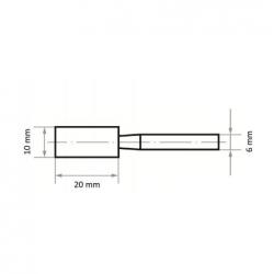 Brusné tělísko ZY válcového tvaru pro ocel/ocelovou odlitku 10x20 mm stopka 6 mm • Vtools.cz