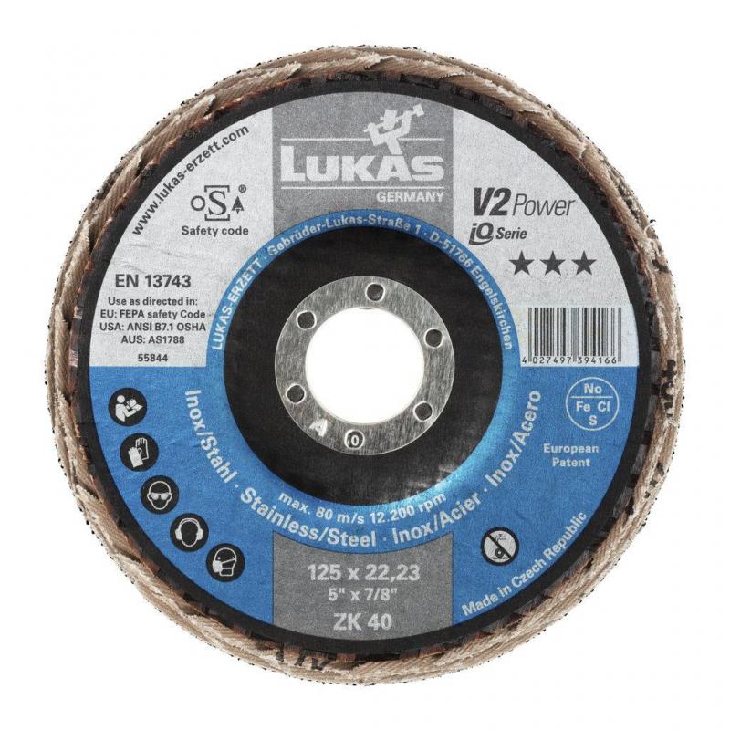 Lamelový brusný kotouč V2 POWER univerzální Ø 125 mm zrnitost oxidu zirkoničitého 60 úhlová • Vtools.cz